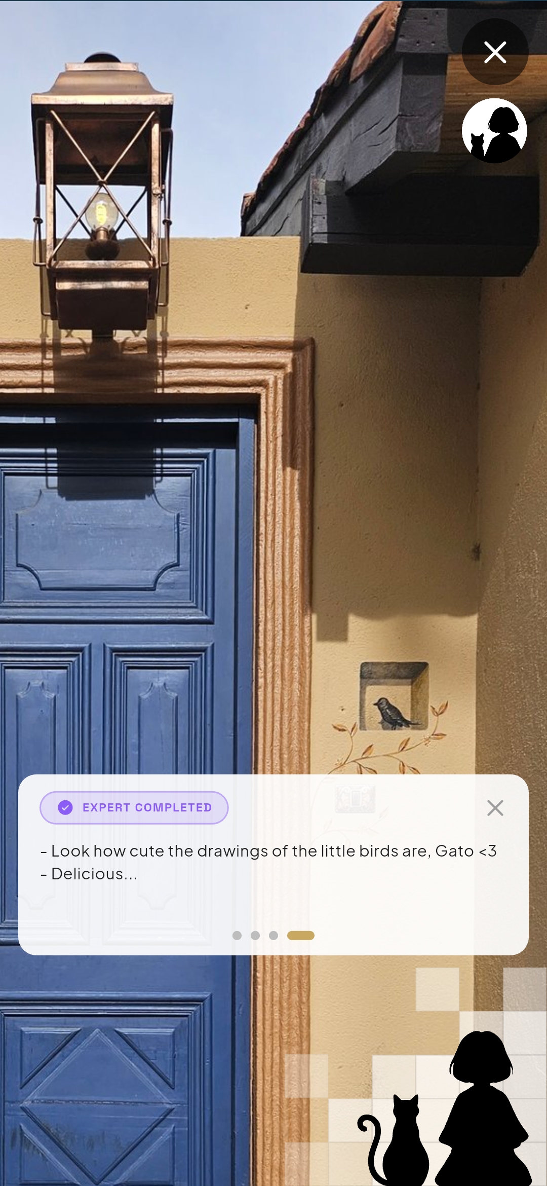 Detalle — diálogo de ubicación con vista previa de la foto, puntos y opciones de dificultad
